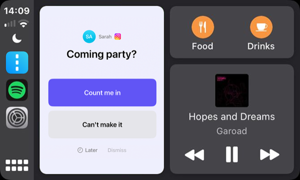 One-tap reply to WhatsApp on CarPlay while driving
