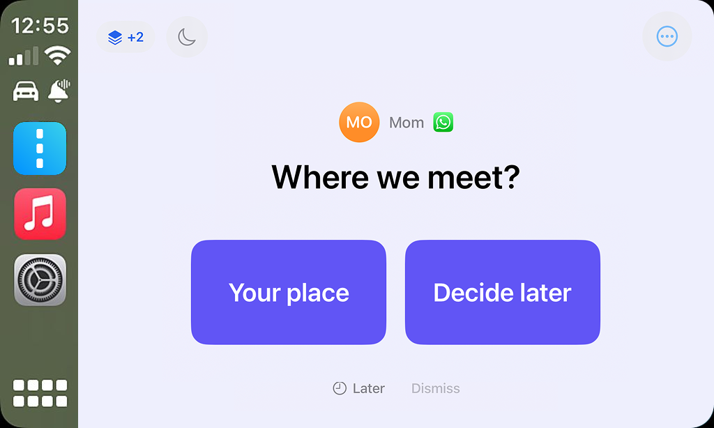 Drifo auto-reply app running on CarPlay dashboard